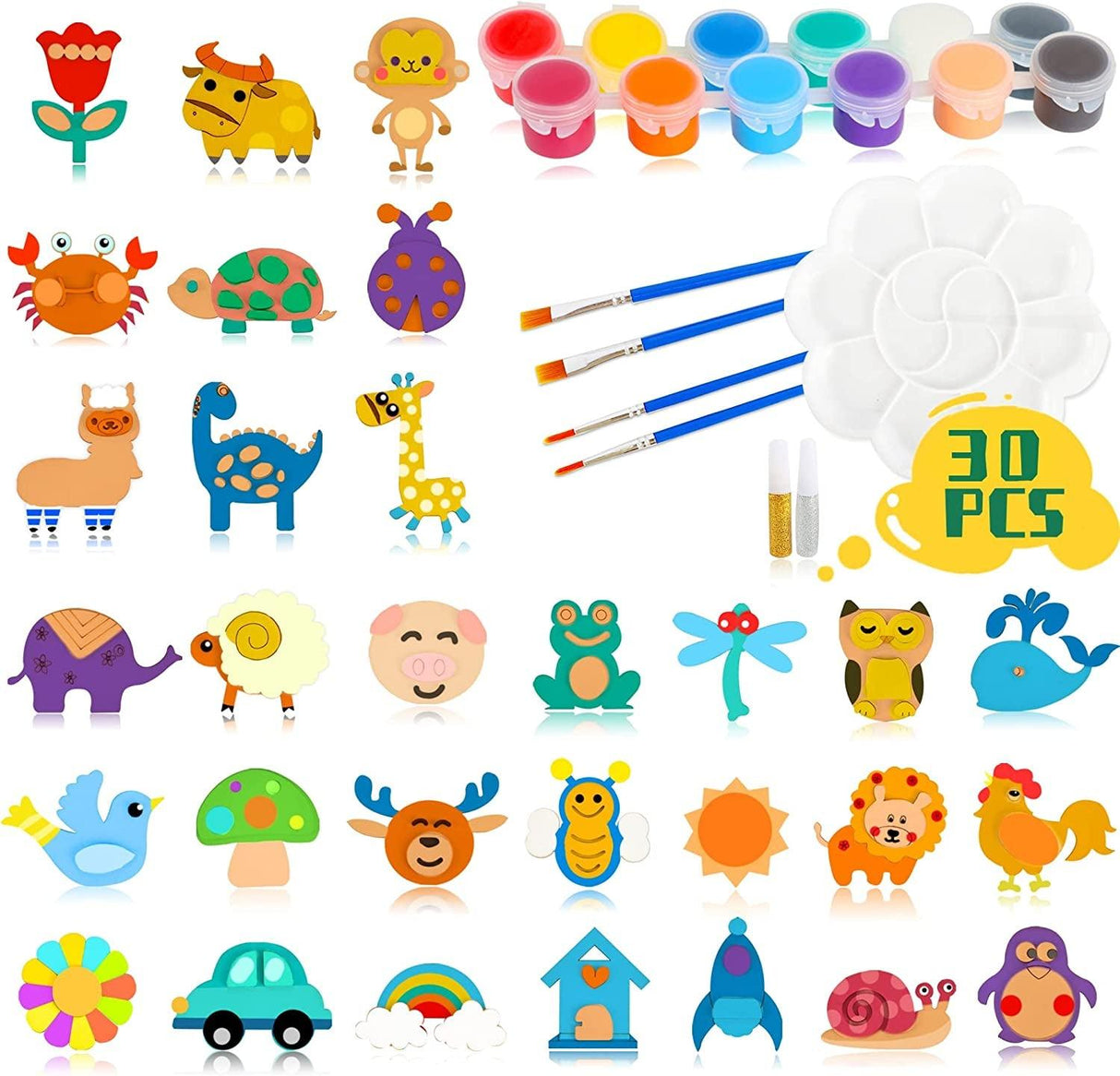 30 Wooden Magnet Painting Craft Kit, Paint Your Own Easter Art and Craft Supplies WoodArtSupply