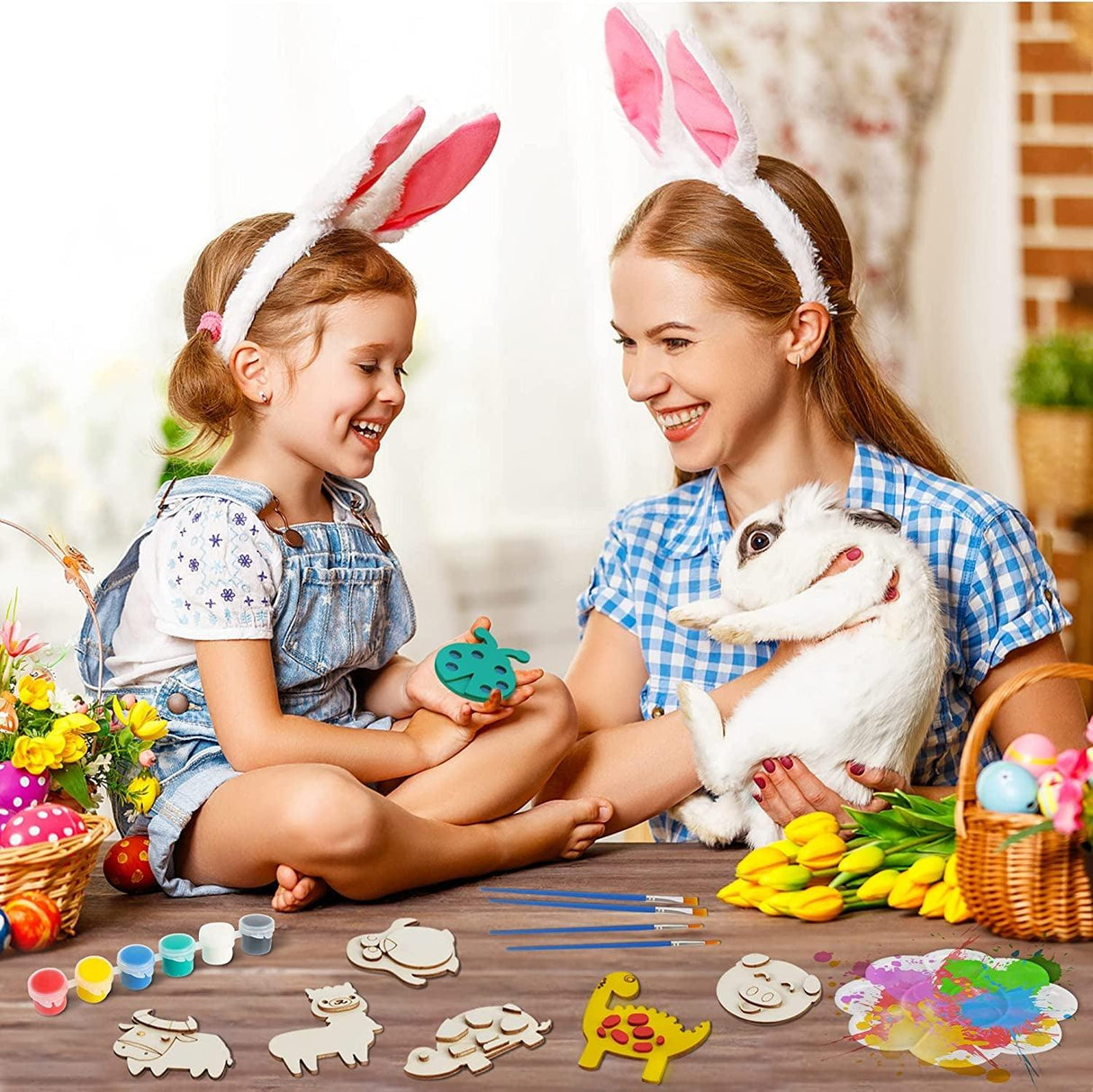 30 Wooden Magnet Painting Craft Kit, Paint Your Own Easter Art and Craft Supplies WoodArtSupply