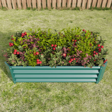 Metal Raised Garden Bed, Rectangle Raised Planter 4×2×1ft HouseOfZazla