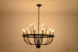 15-Light Industrial Iron Candle Chandelier Modern Farmhouse Pendant Light