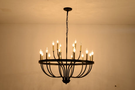 15-Light Industrial Iron Candle Chandelier Modern Farmhouse Pendant Light HouseOfZazla