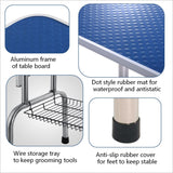 Folding Dog Pet Grooming Table Stainless Steel Frame Rubber Mat On Board With Adjustable Arm And Clamps Pet Dog Cat Grooming Table