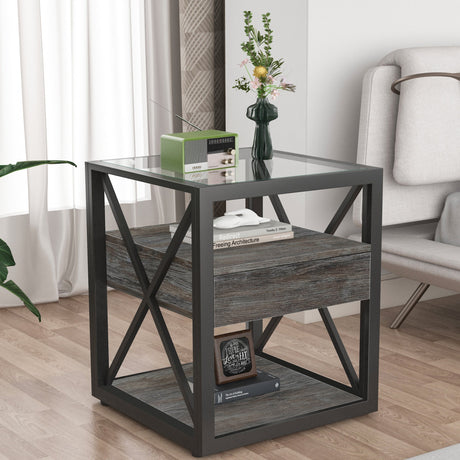 Set of 2 Modern End Tables with Drawer - Nightstands HouseOfZazla
