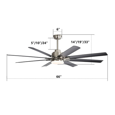Ceiling Fan With Dimmable LED Light, 8 Blades, Reversible DC Motor, Remote Control HouseOfZazla