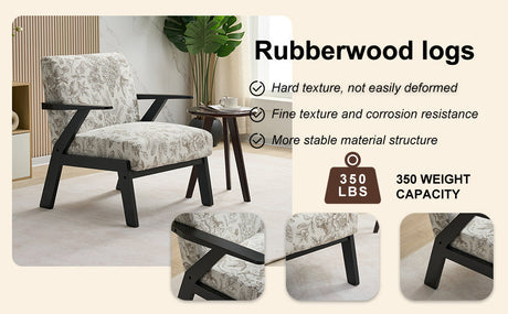 Mid-Century Modern Lounge Armchair - Seat Cushion (Beige + Grey) HouseOfZazla