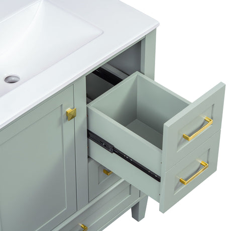 Bathroom Vanity, Modern Bathroom Cabinet With Sink Combo Set, Bathroom Storage Cabinet With A Soft Closing Door And 3 Drawers, Solid Wood Frame HouseOfZazla