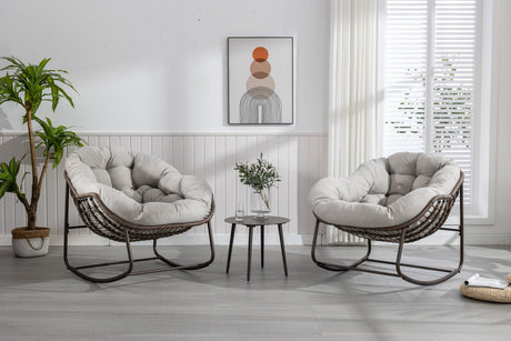 Outdoor Rattan Rocking Chair with Padded Cushion HouseOfZazla