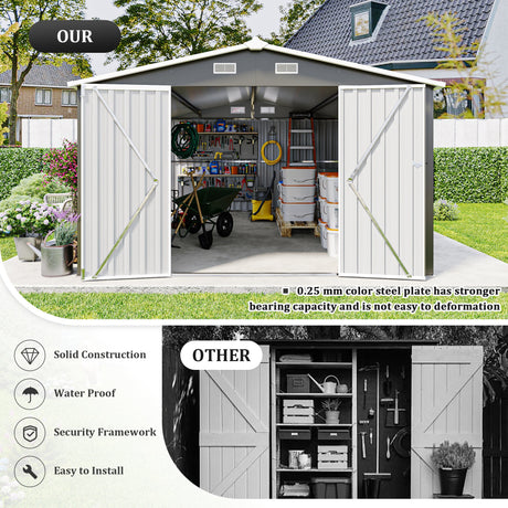 Campcraft Outdoor Storage Shed 10x14 FT with 3 Lockable Doors HouseOfZazla