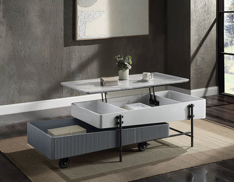 Wilkins High Gloss Coffee Table with Lift Top - Gray / White HouseOfZazla