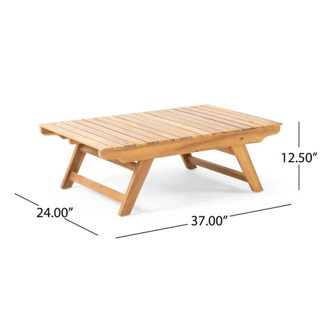 Outdoor Acacia Wood Coffee Table With Open Slat Design HouseOfZazla
