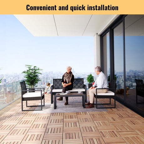 Interlocking Deck Tiles Striped Pattern Waterproof Brown HouseOfZazla