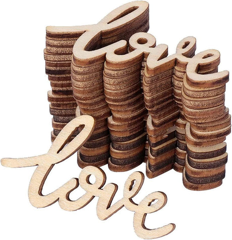 30Pcs Little Love Wood Crafts DIY Cutout Wooden Slices Unfinished Home Valentine Day Decoration, 2.17X1.26 In WoodArtSupply