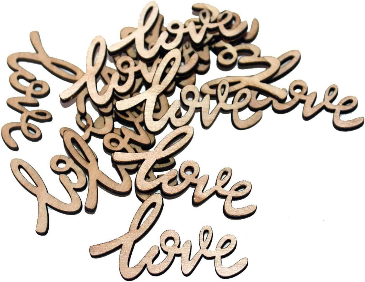 30Pcs Little Love Wood Crafts DIY Cutout Wooden Slices Unfinished Home Valentine Day Decoration, 2.17X1.26 In WoodArtSupply