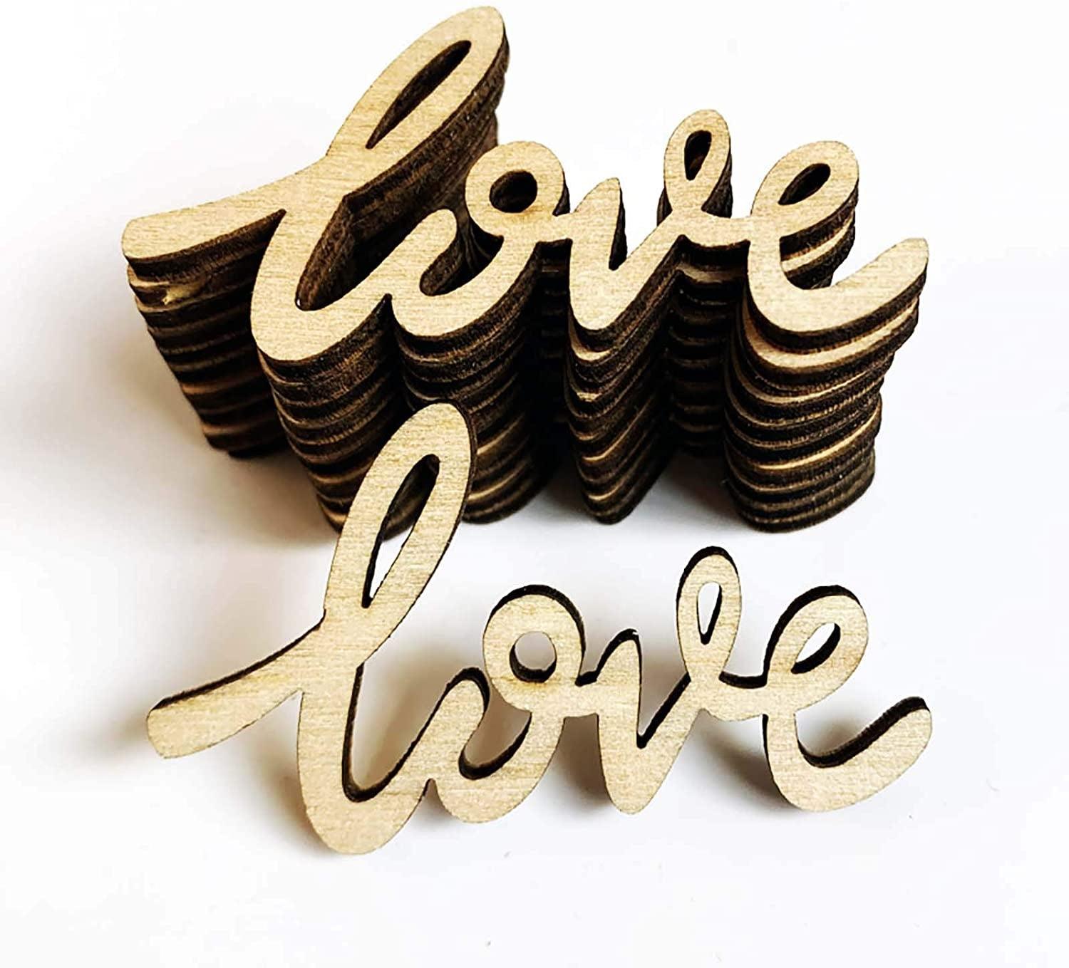 30Pcs Little Love Wood Crafts DIY Cutout Wooden Slices Unfinished Home Valentine Day Decoration, 2.17X1.26 In WoodArtSupply