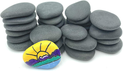 30PCS Small Painting Rocks, DIY Rocks Flat & Smooth Kindness Rocks for Arts, Crafts, Decor