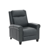 CANMOV Leather Recliner Chair, Classic and Traditional Push Back Recliner Chair with Comfortable Arms and Back for Living Room Bedroom Adjustable Single Sofa, Navy Blue