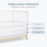 Dream On Me Hygge 5-in-1 Convertible Full-Size Baby Crib in Vintage White Oak, GreenGuard Gold & BSA, Converts to Toddler, Day & Full-Size Bed, Adjustable Mattress Heights, Modern Nursery