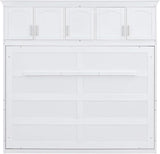 Virubi Queen Horizontal Murphy Bed with Storage Cabinet,Wood Folding Murphy Wall Bed for Adult (White,Queen) Virubi