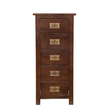 Kemtpase Modern Solid Oak Wood Dresser with 5 Drawers Narrow Chest of Tall Dresser Cabinet Storage Organiser Bedside Modern Dressers for Bedroom Kemtpase