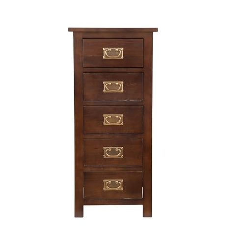 Kemtpase Modern Solid Oak Wood Dresser with 5 Drawers Narrow Chest of Tall Dresser Cabinet Storage Organiser Bedside Modern Dressers for Bedroom Kemtpase