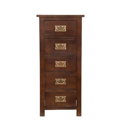 Kemtpase Modern Solid Oak Wood Dresser with 5 Drawers Narrow Chest of Tall Dresser Cabinet Storage Organiser Bedside Modern Dressers for Bedroom