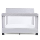 Baby Delight Horizon Full Size Crib, Breathable Mesh Walls, Tool-Free Assembly Baby Bed, Luxe Quilted Easy to Clean Fabric, Grey
