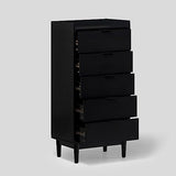 Walker Edison Blythe Scandi Minimalist 5-Drawer Solid Wood Dresser, 43 Inch, Black Walker Edison