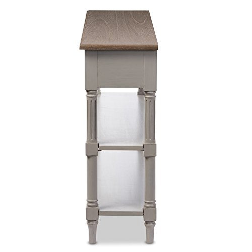 Baxton Furniture Studios Edouard French Provincial Style Distressed Two Tone 2 Drawer Console Table, White Wash Baxton Studio