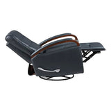 Lexicon 360 Degree Swivel Glider Reclining Chair, Breathable Faux Leather Manual Recliner, Comfy Nursery Glider Recliner, Swivel Reclining Chair for Living Room/Office/Bedroom/Apartment, Dark Blue Lexicon