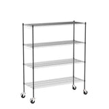 Raynesys Wire Shelving with 4" Wheels, 2000Lbs Heavy Duty 4-Tier Shelving Metal Shelves, 60x24x72in Steel Wire Storage Shelf Commercial Grade Adjustable Utility Rack for Garage, Kitchen Raynesys