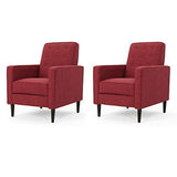 Christopher Knight Home GDFStudio Mervynn Mid-Century Modern Fabric Recliners, 2-Pcs Set, Red / Dark Espresso