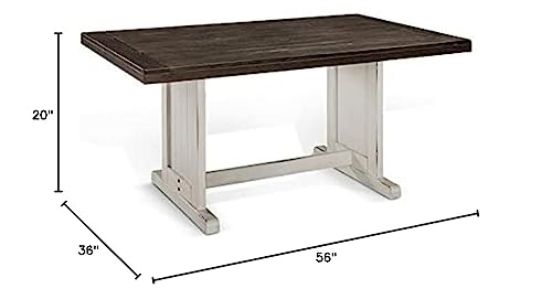 Pemberly Row Farmhouse Wood Kitchen Corner Breakfast Dining Nook Set with Hidden Storage in Off White Dark Brown Pemberly Row