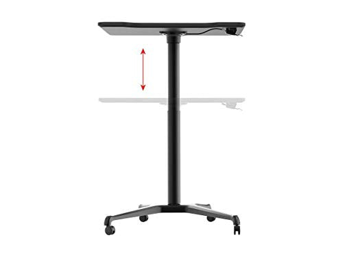 Monoprice Gas‑Lift Height Adjustable Sit‑Stand Mobile Rolling Workstation Laptop and Computer Desk V2 - Max Weight Capacity 99 Lbs, Mobile Stand for Presentations or an Active Work Lifestyle, Black Monoprice