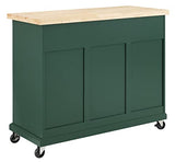 Crosley Furniture Madison Kitchen Island with Solid Wood Top and Optional Casters, Emerald Green Crosley Furniture