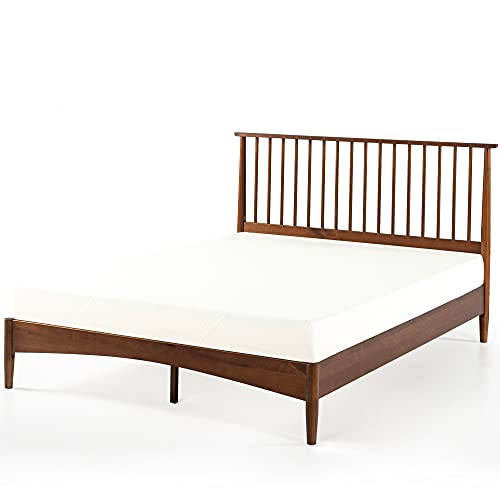 ZINUS Linda Mid Century Brown Wooden Platform Bed Frame - No Box Spring Needed, Easy Assembly, King Size - WoodArtSupply