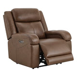 Watson & Whitely Genuine Leather Power Recliner Chairs for Adults, Wall Hugger RV Recliner with Power Headrest & Charging Ports, Electric Recliner Sofa Chair for Living Room, Cafe