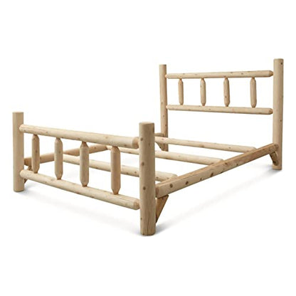 CASTLECREEK Rustic Cedar Log Twin Bed Frame with Headboard - WoodArtSupply