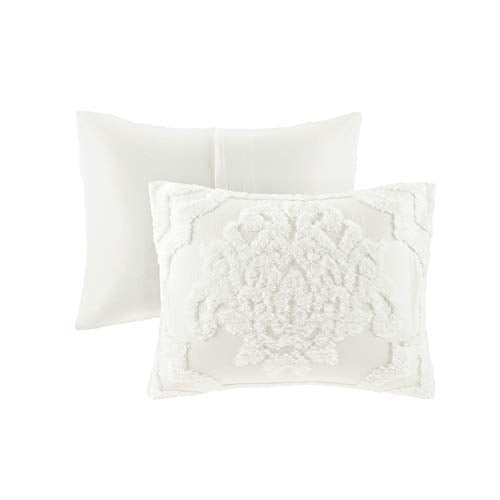 Madison Park Tufted Chenille Cotton Comforter, All Season Bedding Set, Matching Shams, Viola, Damask Off White King/Cal King(104"x92") 3 Piece Madison Park