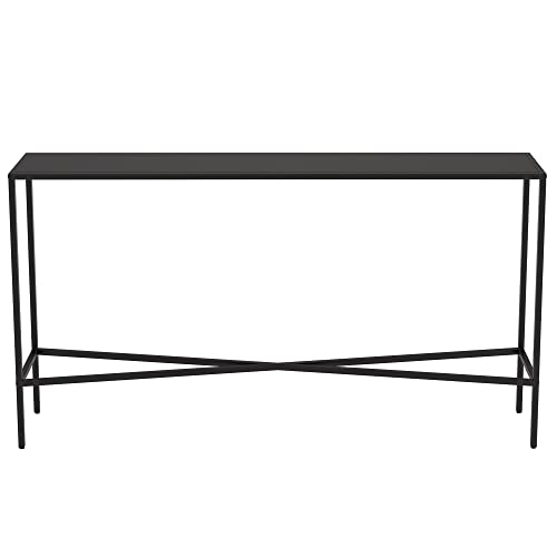 Henley 55'' Wide Rectangular Console Table with Metal Top in Blackened Bronze Henn&Hart
