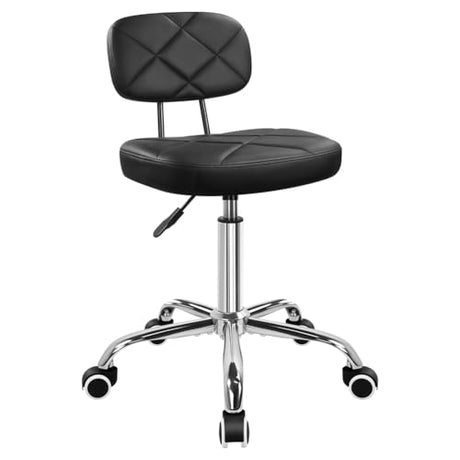 KKTONER Office Chair with Back Office Stool with Wheels Height Adjustable Square stools for Drafting Home Work (Black) KKTONER