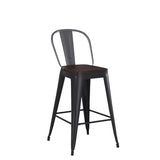Aklaus Metal Bar Stools Set of 4,26 inch Barstools Counter Height Bar Stools with Backs Farmhouse Bar Stools with Larger seat High Back Kitchen Dining Chairs Modern Bar Chairs Matte Black Stool Aklaus