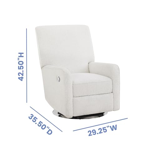 Delta Children Nest Nursery Swivel Recliner - Fabric is GREENGUARD Gold Certified and Oeko-TEX Standard 100 - Upholstered in a Unique Chenille Yarn for Blanket Like Softness, Oyster