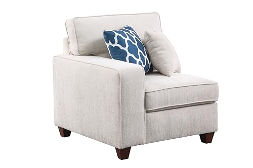 YOPTO 127" L-Shaped Sectional Couch with Movable Ottoman & 6 Throw Pillows,7 Seat Chenille Upholstered Sofa W/2 Cup Holder,USB Port & Hidden Storage Box,DIY Combination,for Living Room,Apartment,Beige