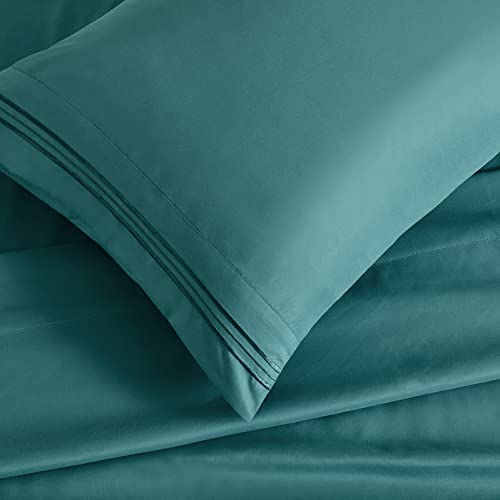 Manyshofu Extra Deep Pocket Twin Sheets Set - Hotel Luxury 1800 Thread Count Sheets & Pillowcases - Kids Bedding Set up to 24" Mattress - Teal Bed Sheets 18-24 Inch Deep Pockets - 3 Piece Manyshofu