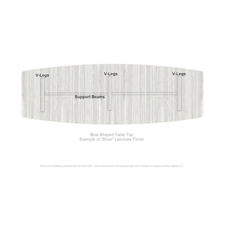 Modern 10ft Conference Table Boat Shaped Laminate Maple Finishes Wood 1.5" Thickness Tabletop with Gray Metal V Legs Sleek Colors Desk Grommets Meetings Boardroom Offices 118" L x 47-32" W x 29" H WoodArtSupply