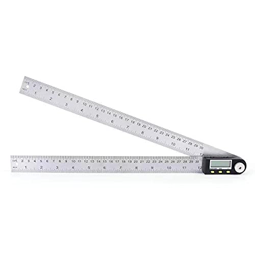 Delgada Digital Angle Ruler and Stainless Steel Digital Angle Finder or Digital Protractor with Zeroing and Locking Function Battery Included 12Inches/300mm Delgada