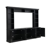 Merax 97.4" TV Stands for Living Room,Large Wall Unit Entertainment Center with Bookshelf for TVs Up to 70",Mid-Century Media Console with Bridge,TV Stand for Bedroom with Storage Shelf,Black Merax