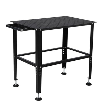 Heavy Duty Welding Table, 36"x24" Metal Workbench with 5/8" Tool Holes & Adjustable Legs, 1500lb Capacity Steel Fabrication Table for Welding, Sawing, Auto Repair
