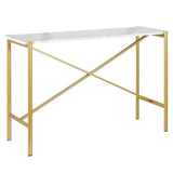 Braxton 46'' Wide Rectangular Console Table with Faux Marble Top in Gold Henn&Hart