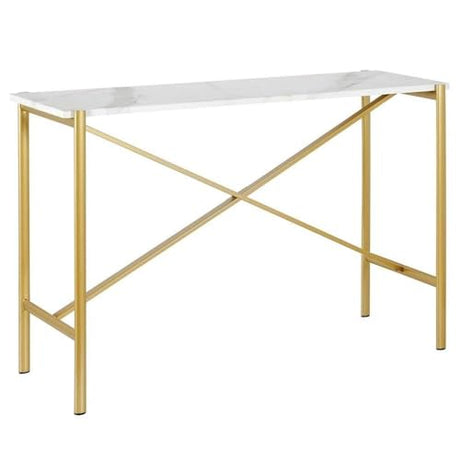 Braxton 46'' Wide Rectangular Console Table with Faux Marble Top in Gold Henn&Hart